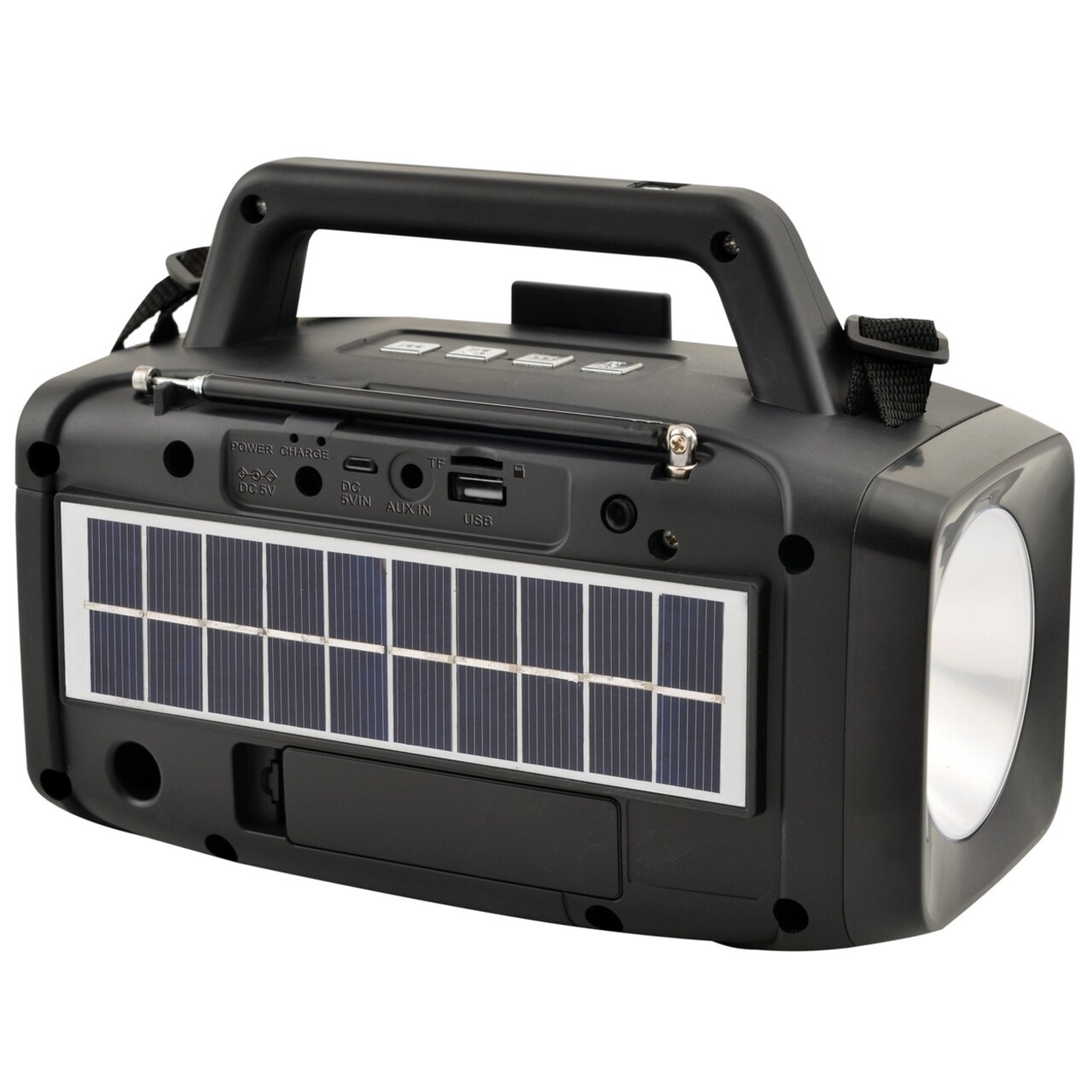 Supersonic Solar Power Speaker w FM Radio and LED Flashlight, USB and Micro SD Input (SC-1074ER)